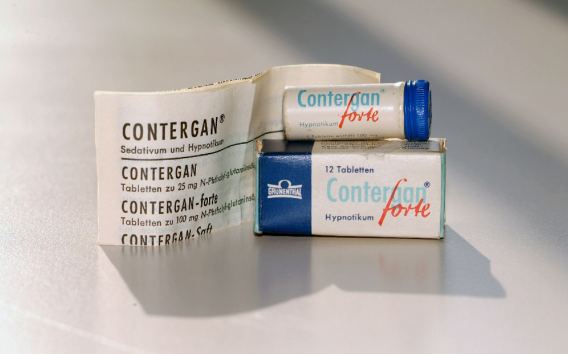 A package of the drug Contergan Forte.